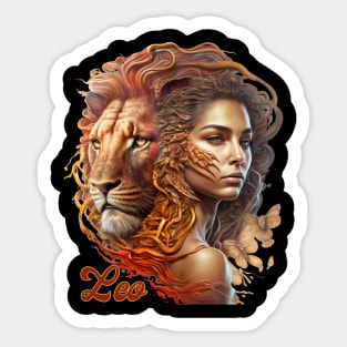 Leo Zodiac Sign Woman Sticker